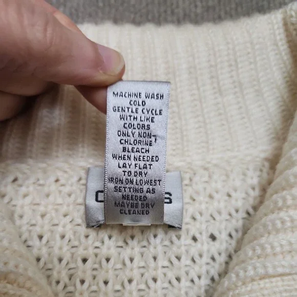 Chicos Heavy Chunky Knit Cardigan Wool Blend Sweater Womens 3 US XL Cream White - Picture 6 of 8